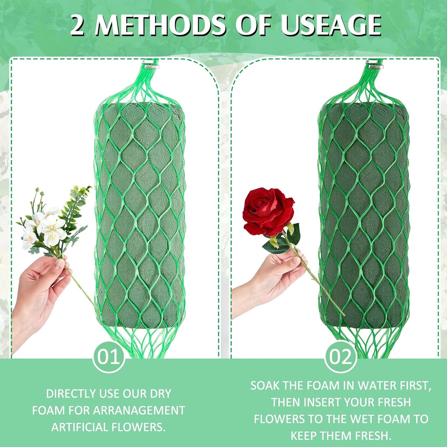 Preboun 14 Pcs Floral Foam Garland 27.6ft Absorption Flower Holder Plant Foam Flower Green Sponge Foam for Wedding Arch Door Tabletop Decoration Arrangement Home Garden Craft