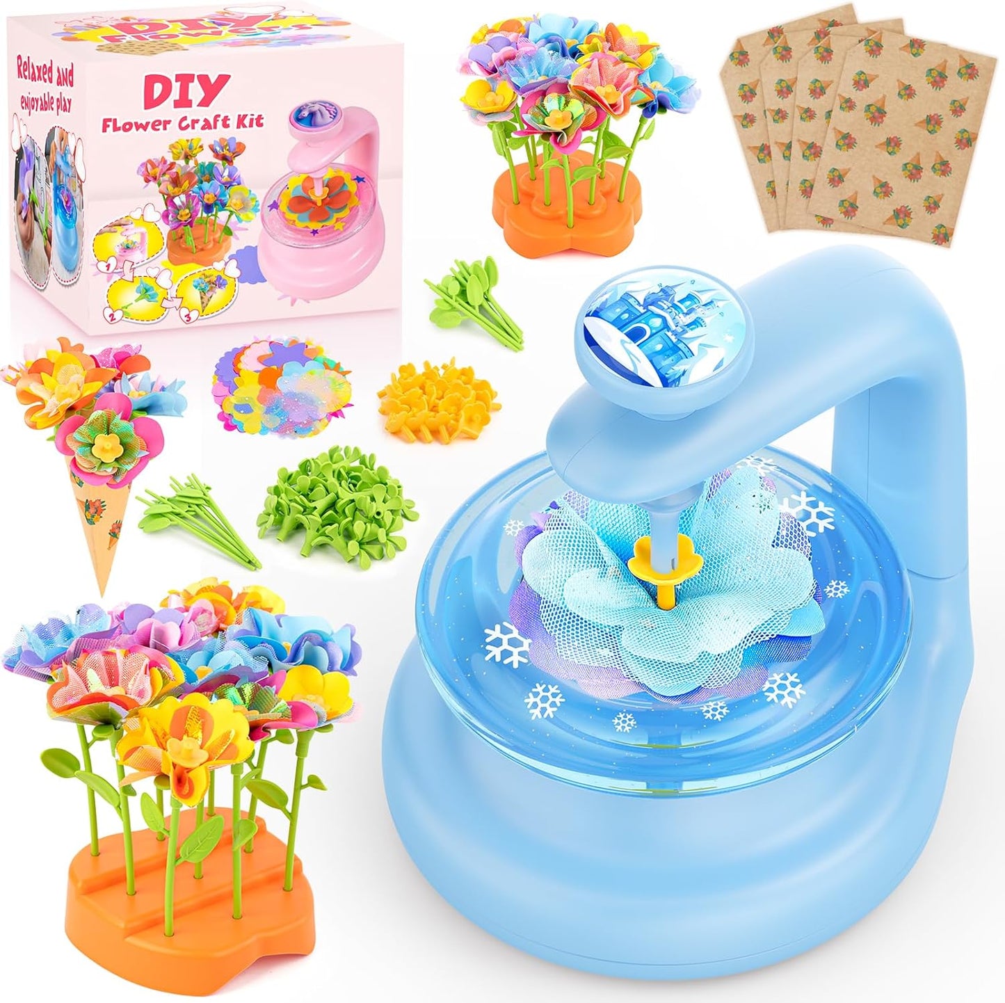 cosone Arts and Crafts Kits for Kids Age 3-12, Fabric Flower Bouquets Toys, DIY Craft Kits Toys for Kids, Ideal Gifts for Preschool Girls, Educational Handmade Frozen Toy for Girls Ages 3 4 5 6 7 8 9