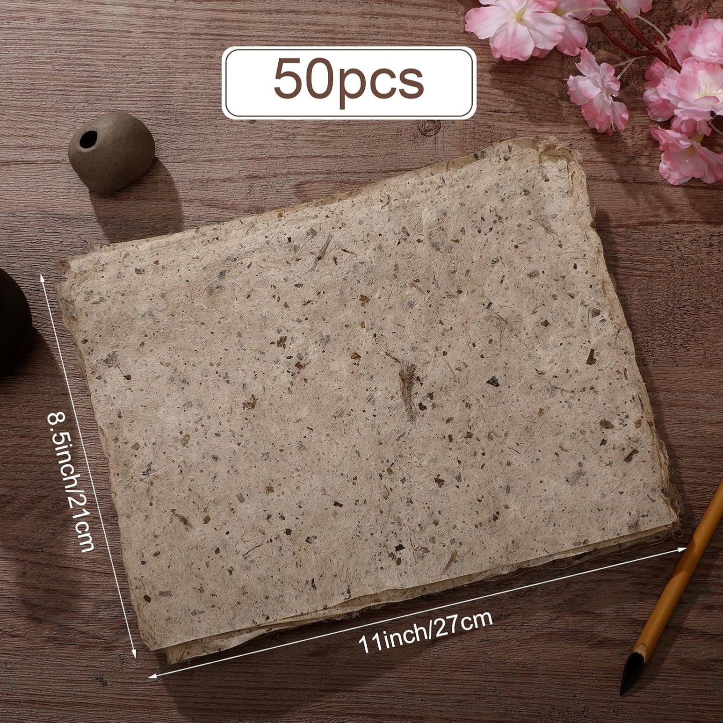 Geyee 50 Pcs 8.5 x 11 Inches Mulberry Rice Paper, Handmade Decoupage Paper Sheets Craft Vintage Washi Carfts DIY Painting for Kids Adults Calligraphy Drawing Writing Scrapbooking Art Supplies