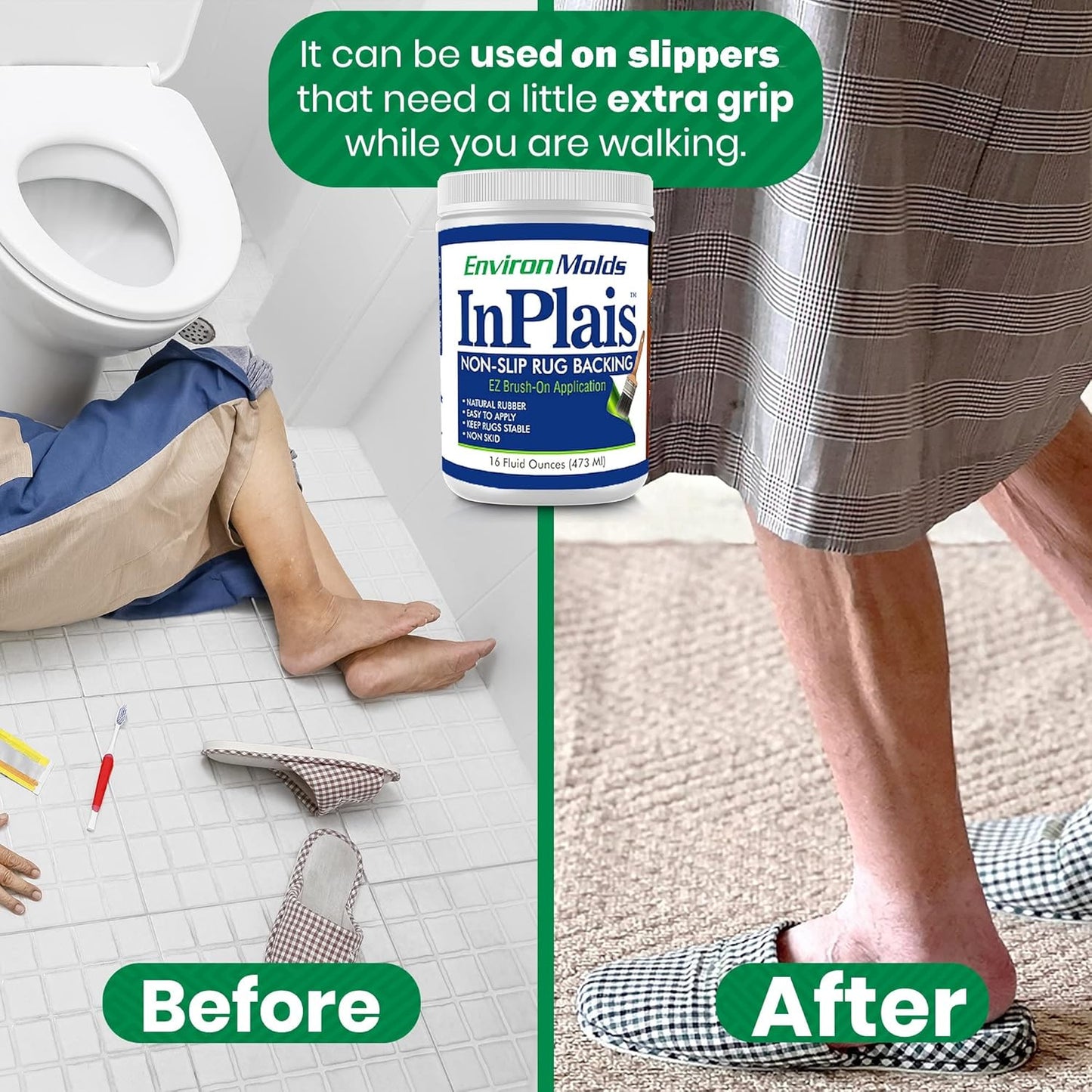 InPlais Non-Slip Area Rug Backing 1-Gallon (3.7854 Liters) Fabric & Floor Safe Latex Layer | Easy, Paint-On Application Liquid | Kitchen, Bathroom, Hallway, Living Room | Dries Quickly