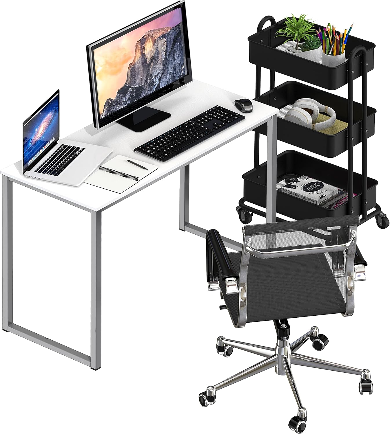 SHW Mission 32-Inch Home Office Computer Desk, White