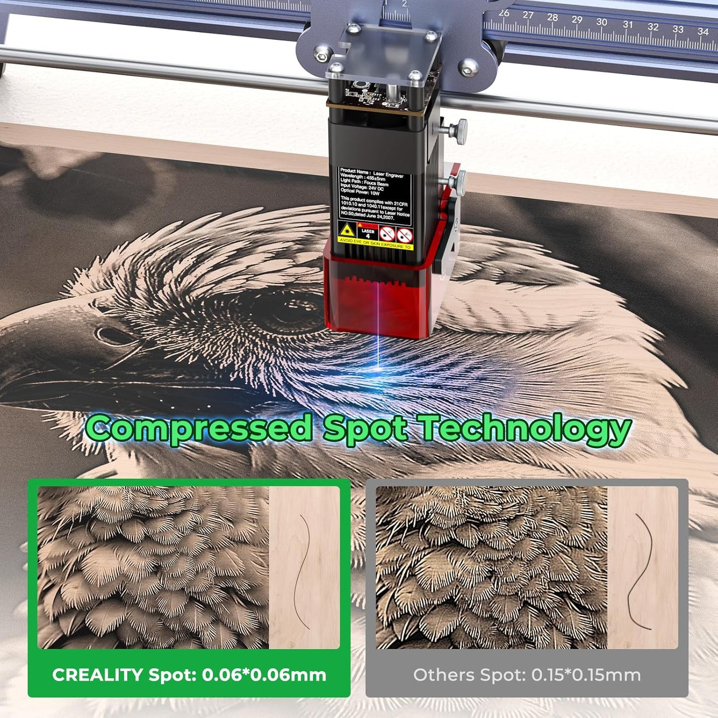 Creality Falcon 5W Laser Engraver Machine, 72w High Precision 0.06mm Laser Cutter and Engraving Machine for Wood Leather Acrylic Glass, 10000mm/min, Offline Usage, Working Area 400 * 415mm