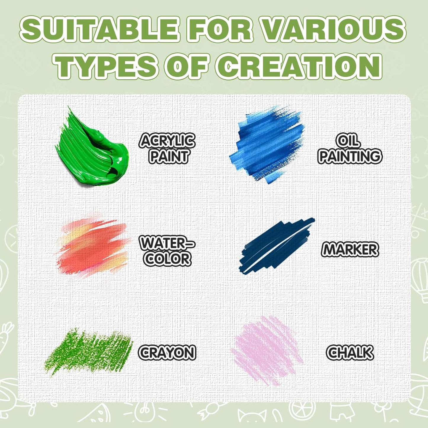 ESRICH Canvas for Painting 16x20 Inch, 6 Pack Canvas Boards for Painting Cotton Primed Acid Free Large Blank Canvas Panels for Oil Paint, Watercolor, Acrylic Paint, Gouache and Tempera.