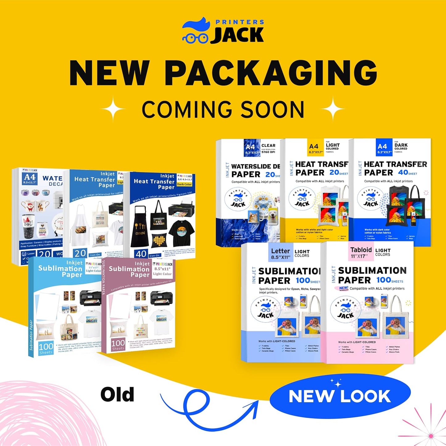 Printers Jack Sublimation Paper 8.5x14 inches, 100 Sheets 120gsm for Any Epson Sawgrass Inkjet Printer with Sublimation Ink, Heat Transfer Sublimation Paper for T-shirt, Mugs, Light Fabric