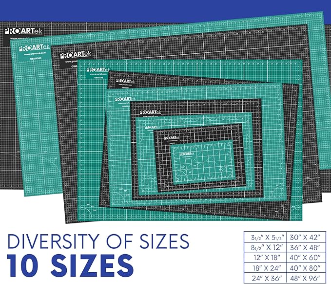 PK00006 Model GBM1218 Series 12" x 18" Professional Cutting Mat; Double-Sided Green/Black; Self-Healing; For Graphic Arts, Hobbies, Crafts, Quilting, and other Cutting Projects