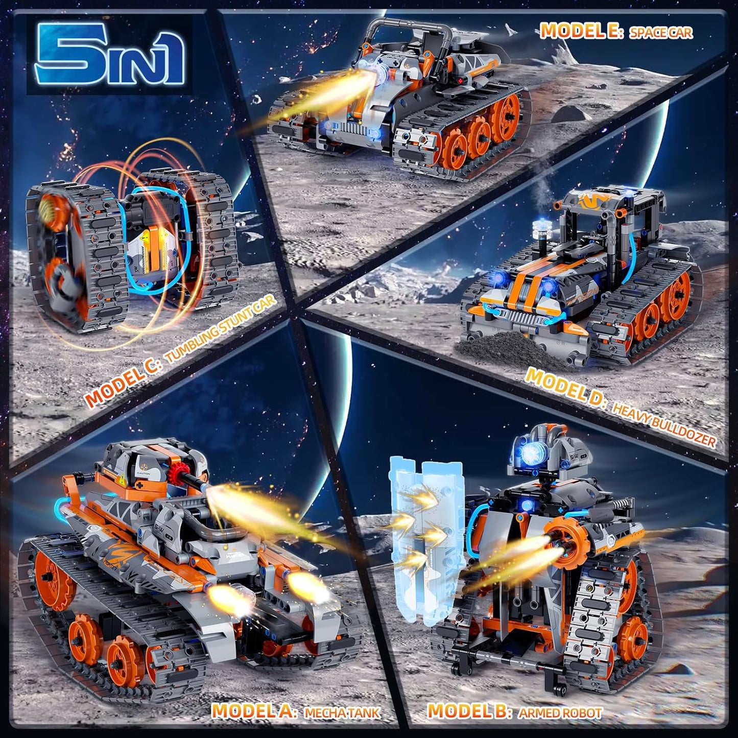 STEM Building Toys for Boys 6-12, 5in1 Remote & APP Controlled Car/Tank/Robot/Tracked Racer STEM Building Kit, 552 Pcs Educational Learning Building Blocks for Kids, RC Car Set for Boy Girls