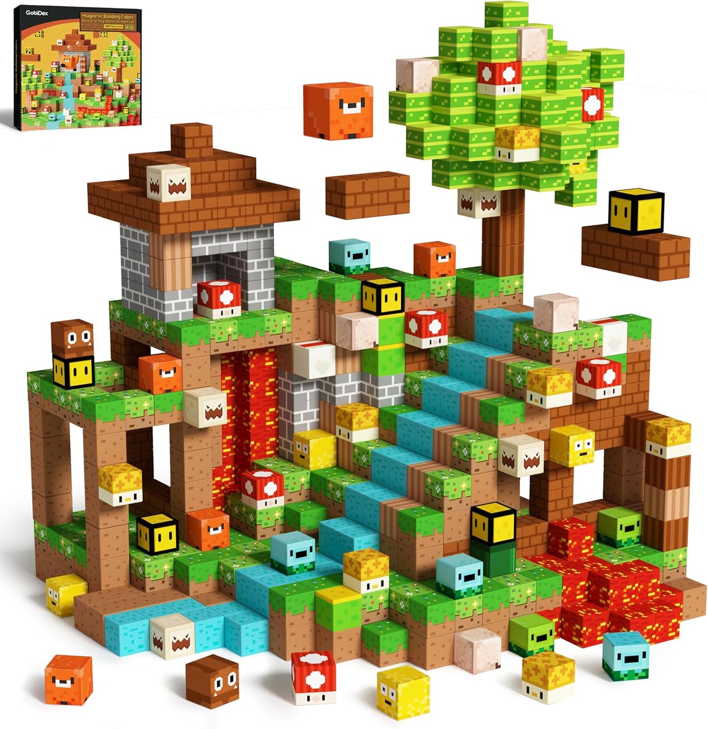 GobiDex 200PCS Magnetic Blocks Game-Based Building Toys for 3+ Years Old Boys Girls, Magnets Toys STEM Sensory Gift for Kids