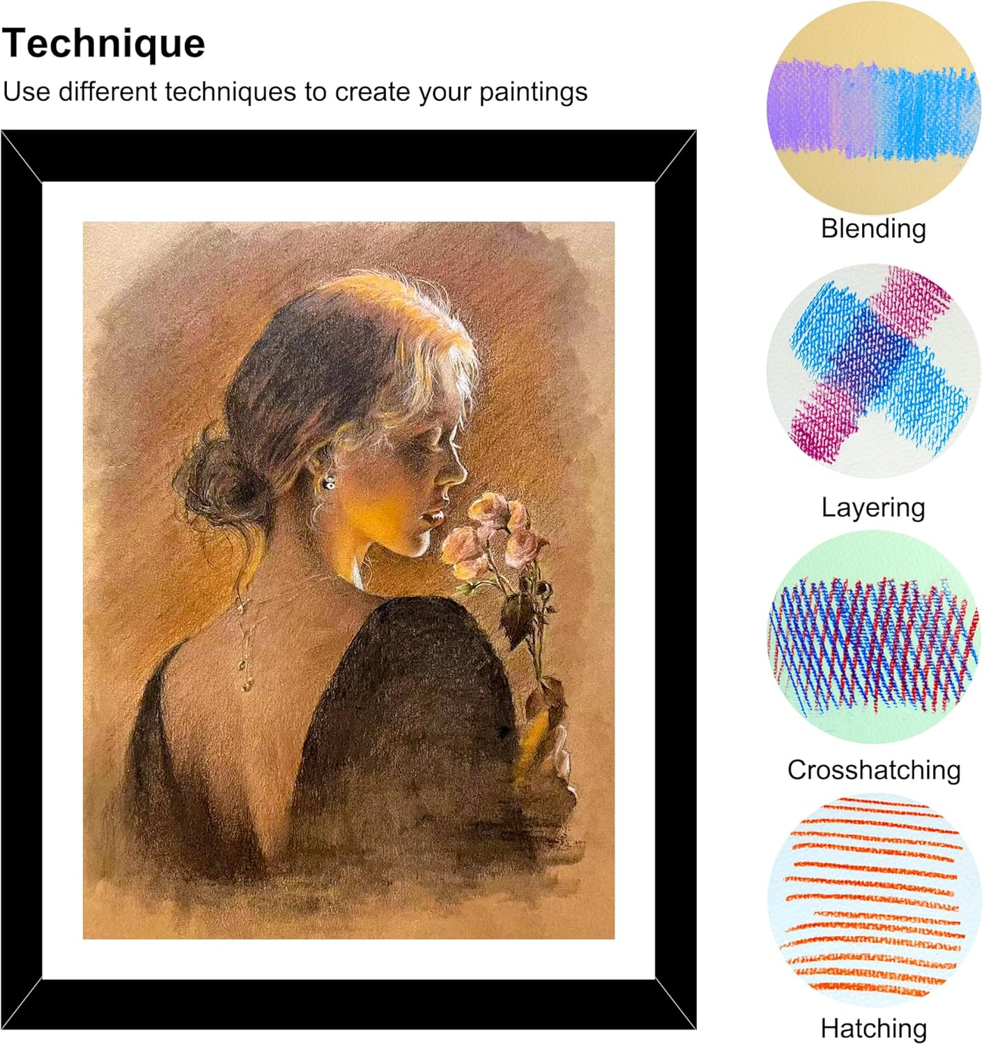 KALOUR Pro Pastel Chalk Colored Pencils,24 Colors portrait set,Color Charcoal Pencils for Drawing Sketching Coloring Shading,Art Supplies for Adults Artists