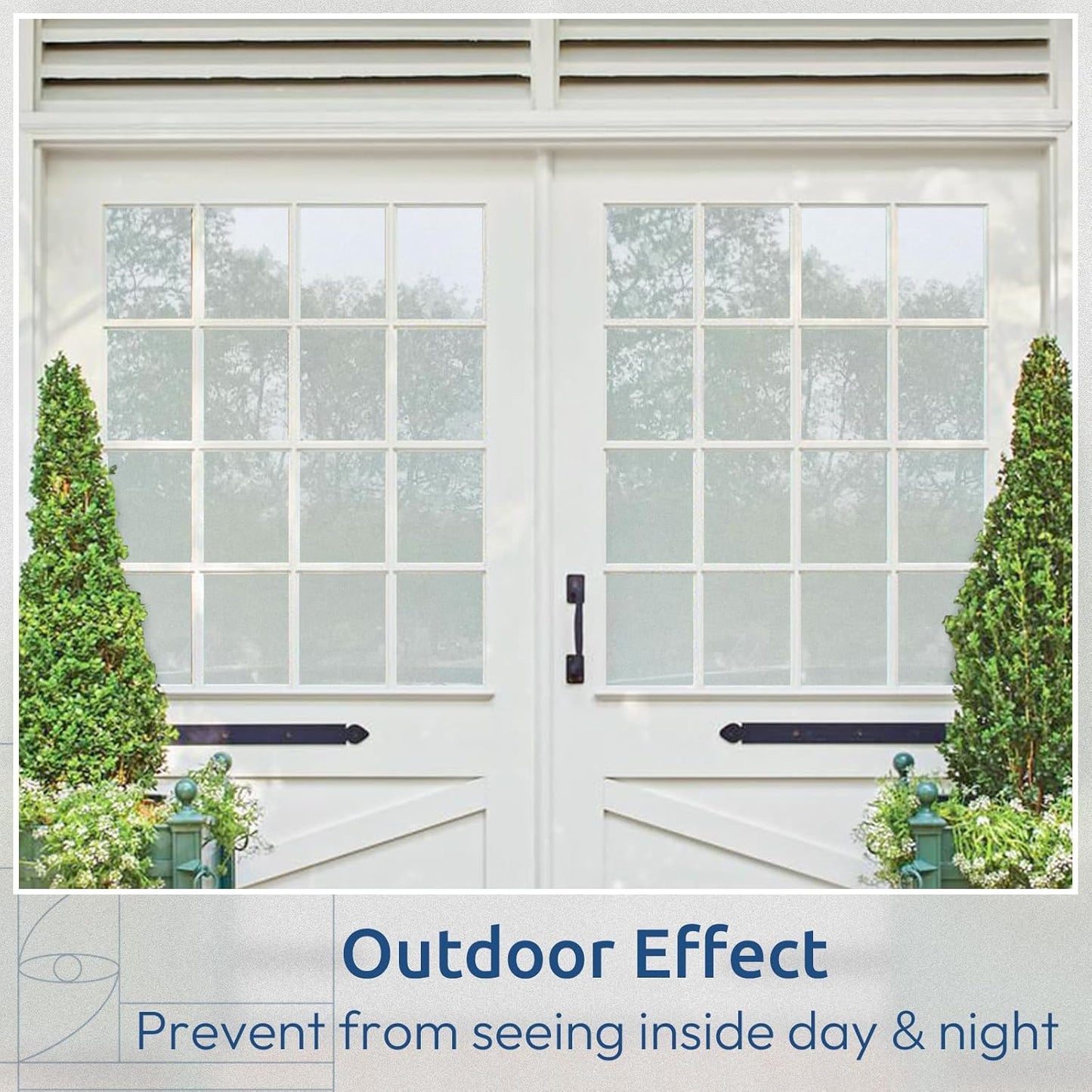 rabbitgoo Window Privacy Film, Non-Adhesive Frosted Glass Window Film for Bathroom, Static Cling Heat Blocking Stickers for Home Indoor Opaque Frosting Coverings House Tint, Matte White 35.4"x 118.1"