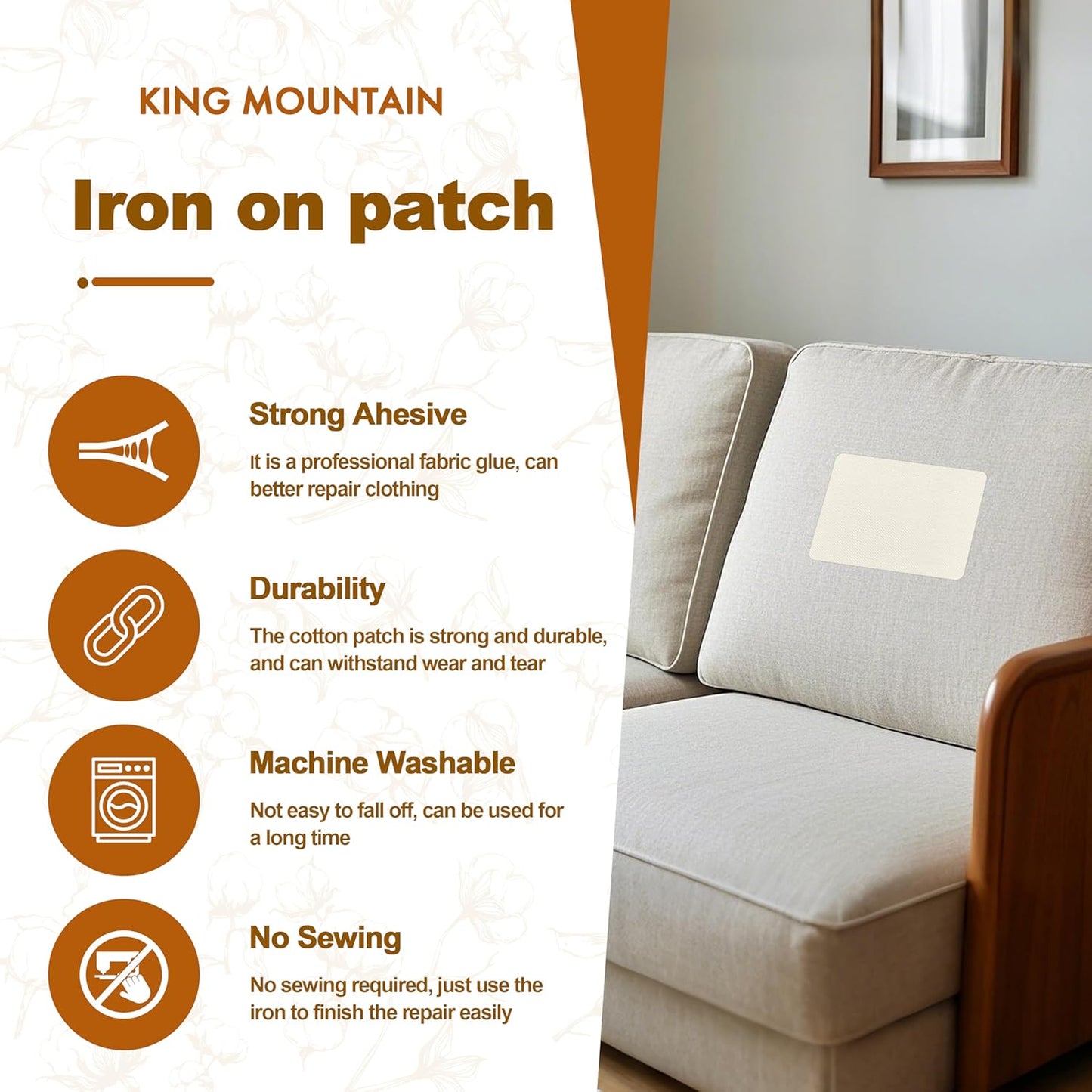 Iron on Patches, 8 Pieces Iron on Linen Patches,Fabric Patches for Couch, Tent, Clothing, Seat, Linen Repair Decorating Kit 3.7" by 4.9" (9.5 cm x 12.5 cm, Dark Grey)