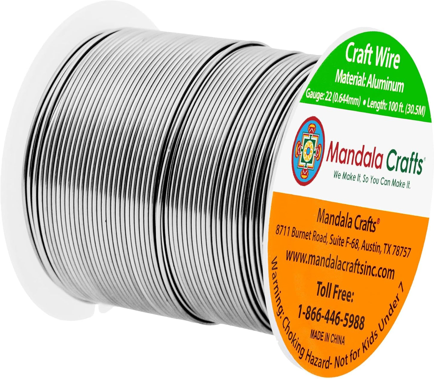 Mandala Crafts 22 Gauge Anodized Aluminum Craft Wire for Jewelry Making - 100 FT Colored Flexible Gray Wire - Bendable for Bonsai Armature Crafting Sculpting