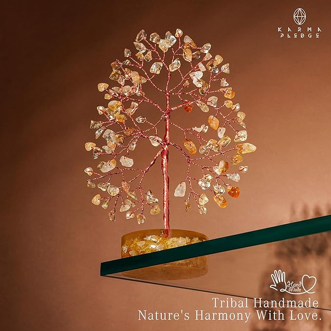 Crystal Tree for Home and Office Decor, Citrine Chakra Healing Stones Handmade Feng Shui Bonsai Tree of Life for Positive Energy, Money, Good Luck, Christmas Decor, Birthday Gifts for Women, Mom