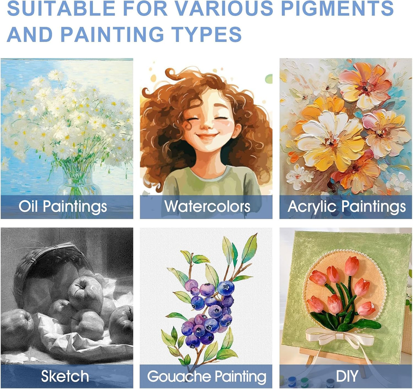 FUMILE Stretched Canvas for Painting, 8 Pack 8x10 Canvas 5/8 Inch Profile Primed White Blank Canvases for Painting for Oil, Acrylic & Other Art Painting Media.