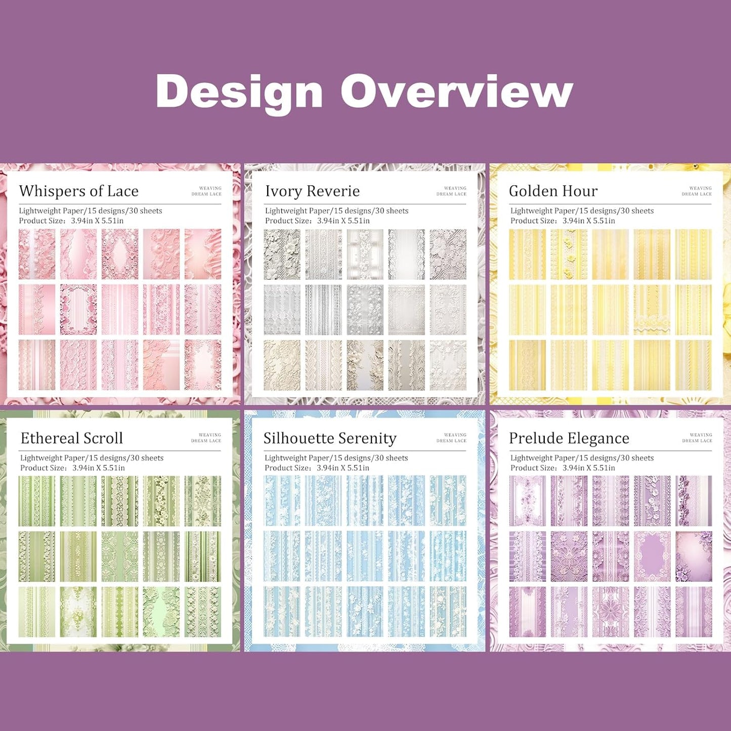 Lace Scrapbook Paper Set, 180 PCS Vintage Floral Journal Paper Kit for Scrapbooking, DIY Crafts, and Card Making