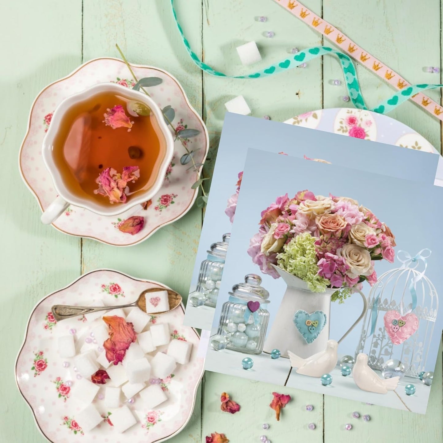 20-ct 13x13 Flowers Paper Luncheon Decoupage Napkins, 3-Ply Servilletas Printed Jug Full of Flower Cocktail Napkin for Art, Dinner and Party, Disposable Napkins Decor