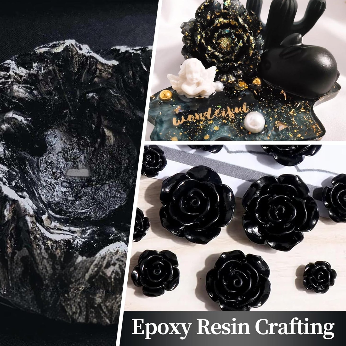Mysterious Black Mica Powder for Epoxy Resin，Natural Shimmer Mica Powder Used for Coloring Resin Artwork, car Spray Paint, Candles, soap, Eye Shadow, Lip Gloss, Nail Polish(50g/1.7oz)
