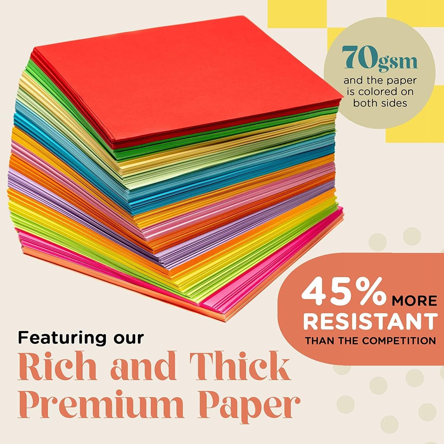 HPST Origami Paper - 1100 Sheets - Double Sided 6x6 inches Origami Squares for kids - 15 Vibrant Colors - Easy Fold Papers for Arts & Crafts