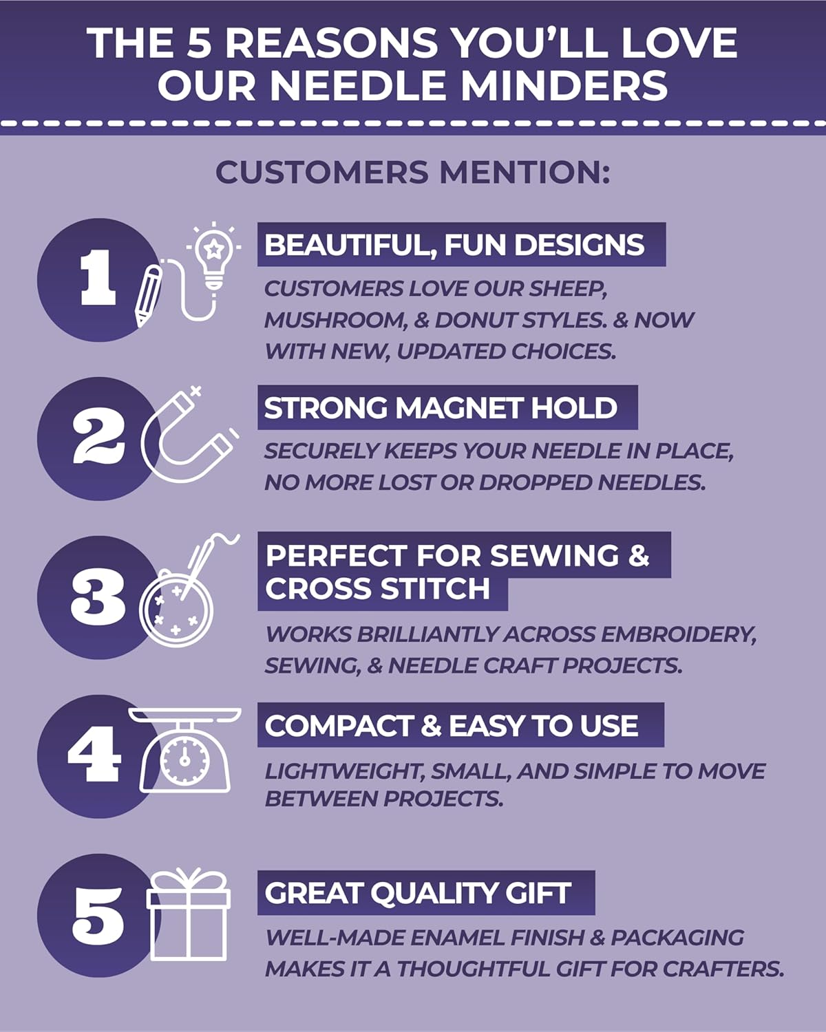 The Quilted Bear Needle Minder - Needle Minder Magnet for Keeping Sewing & Embroidery Needles, Cross Stitch Needles Safe - Stress Free Stitching Cross Stitch Supplies & Embroidery Supplies (Donut)