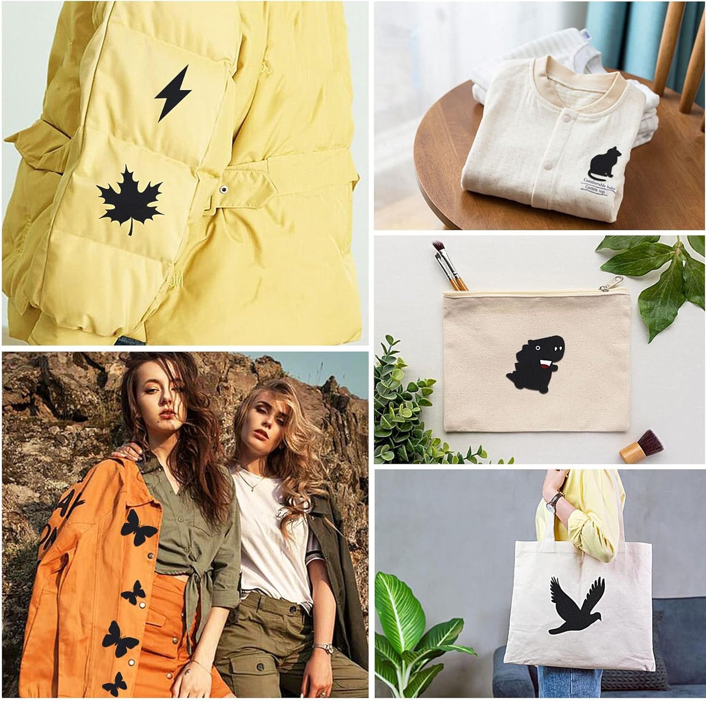 Augshy 29pcs Iron on Patches for Clothing Repair 4.9 X 3.7 Inch Iron on Patches for Clothing Black