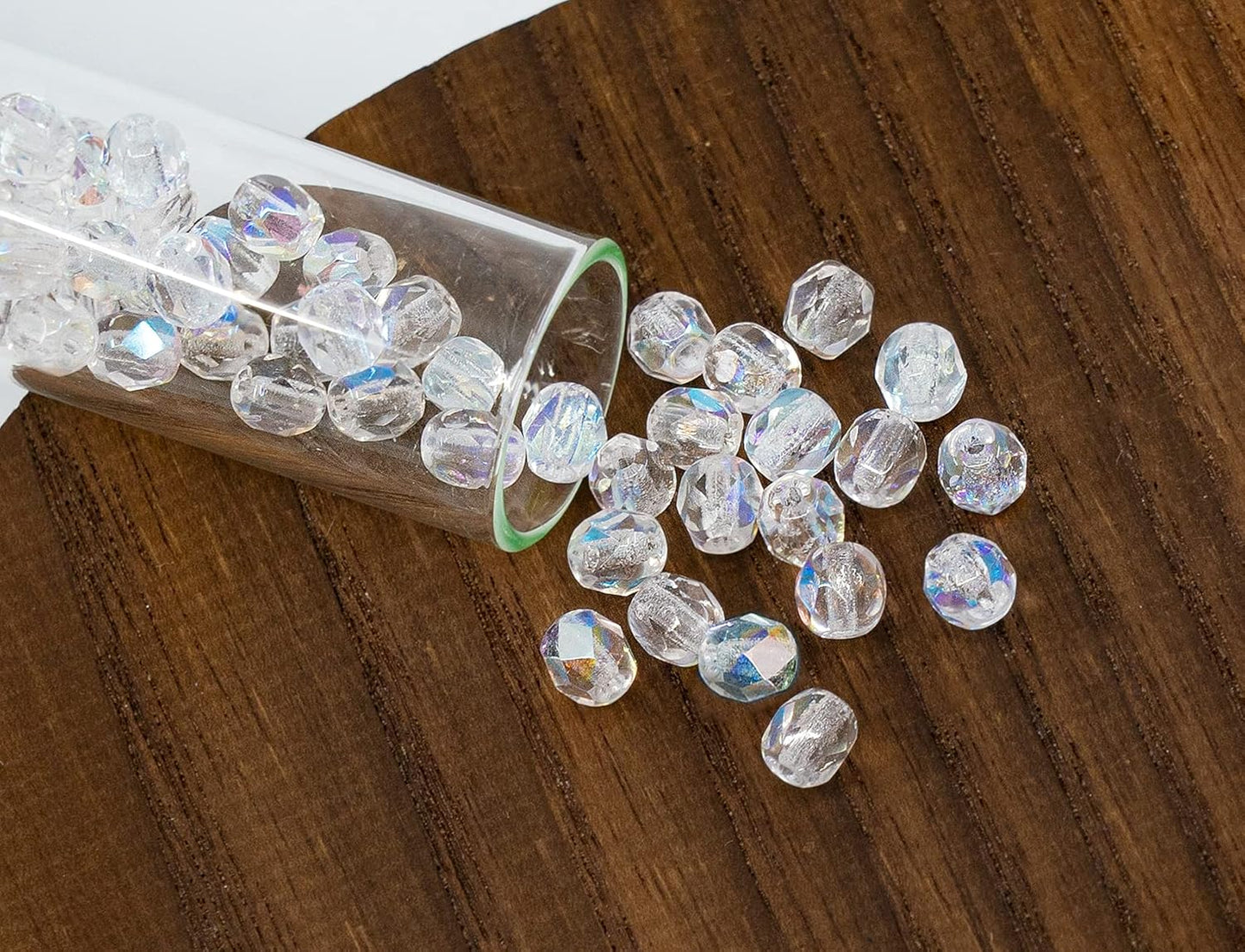 100pcs Faceted Fire Polished Pressed Czech Glass Beads 3mm (0.12in), Crystal AB 00030-28701