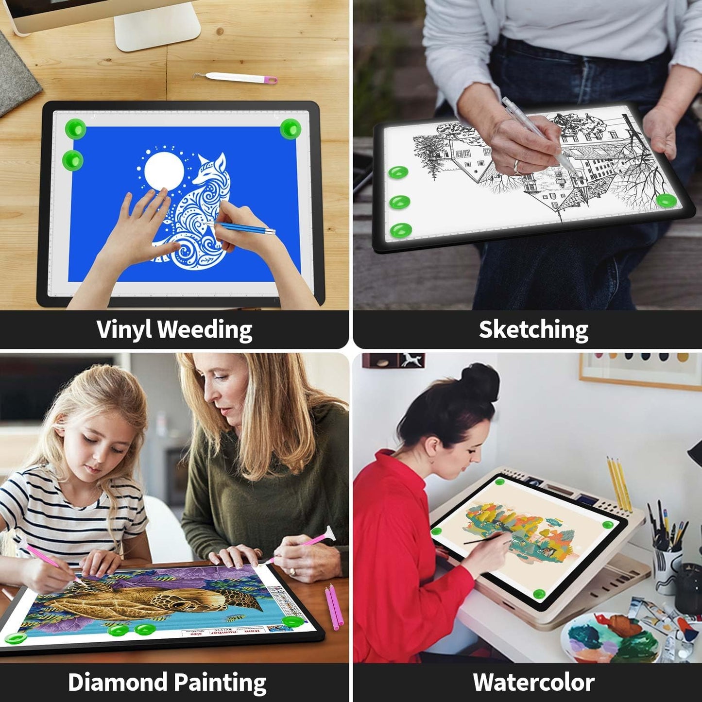 Zocelight Rechargeable A3 Light Box for tracing,Diamond Art Light Board with 4 Magnets,Wireless Light Pad for Diamond Painting,Ultra Bright Light Table for Drawing, Sketching,Animation(Black)