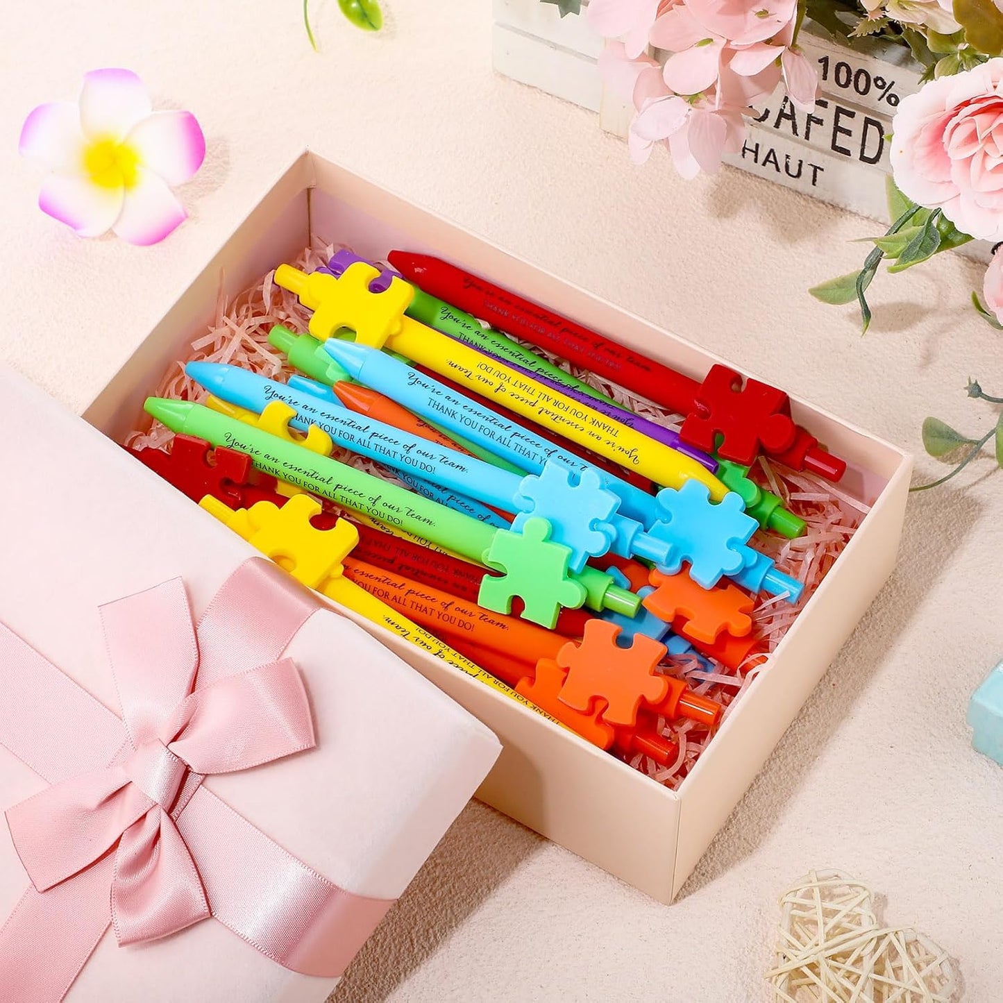 Eaasty 48 Pcs Employee Appreciation Gifts Bulk Inspirational Puzzle Pens Thank You Ballpoint Pens for Coworkers Staff Team Teacher Nurse Pastor Boss's Day Vet Tech Week Pharmacy Technicians Day Gifts