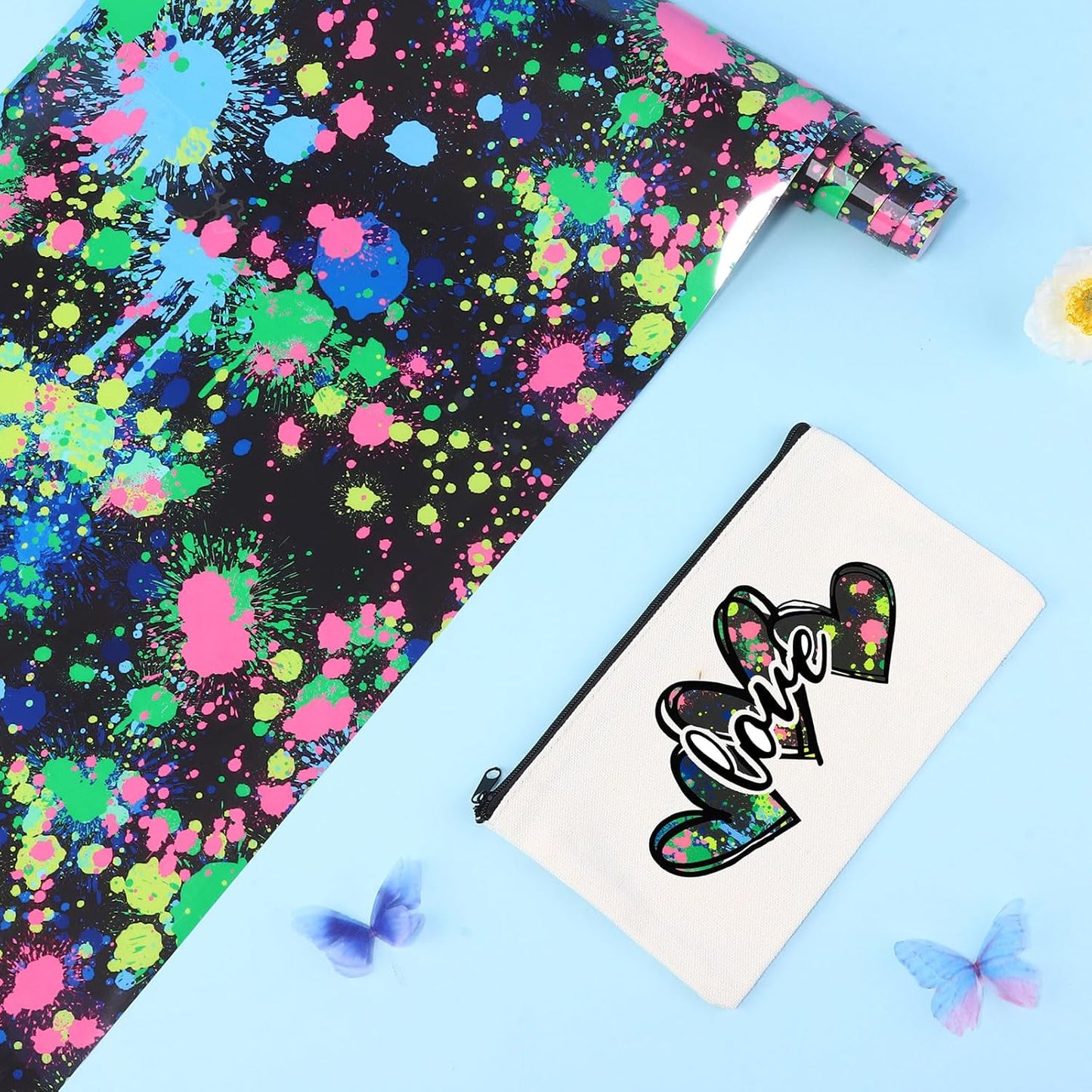 Tintnut Splash Heat Transfer Vinyl Roll - 12 Inch x 5ft Blue Watercolor Ink Patterned HTV Splatter Iron On Vinyl DIY T-Shirts Hats Clothes Canvas Bags for Cricut or Silhouette Cameo