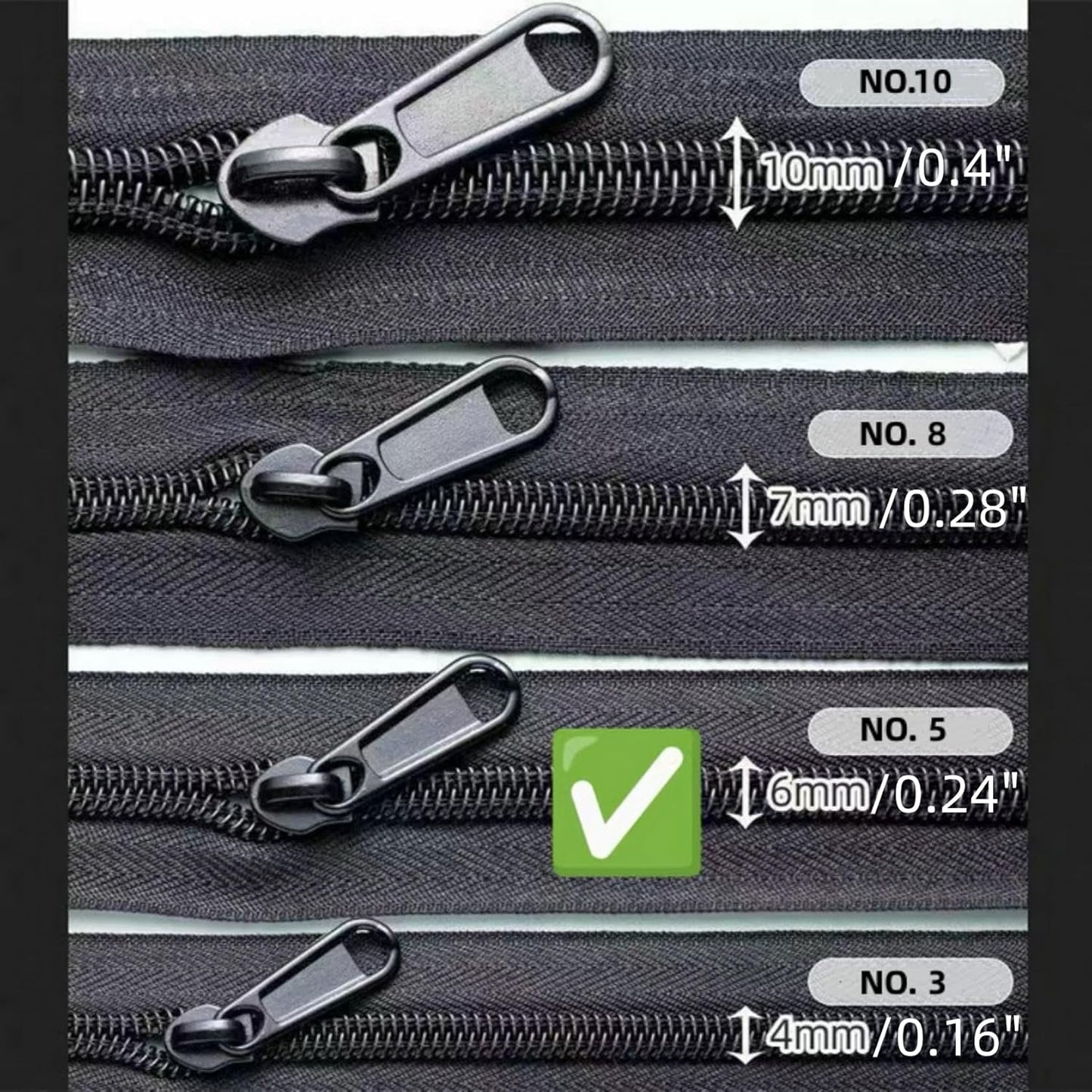 AKTIOIN Metal Zipper Repair Kit for Jackets, Luggage, Bags, Backpack, No Sewing Required Detachable Zip Heads Zipper Pull Replacement (Silver, #5)