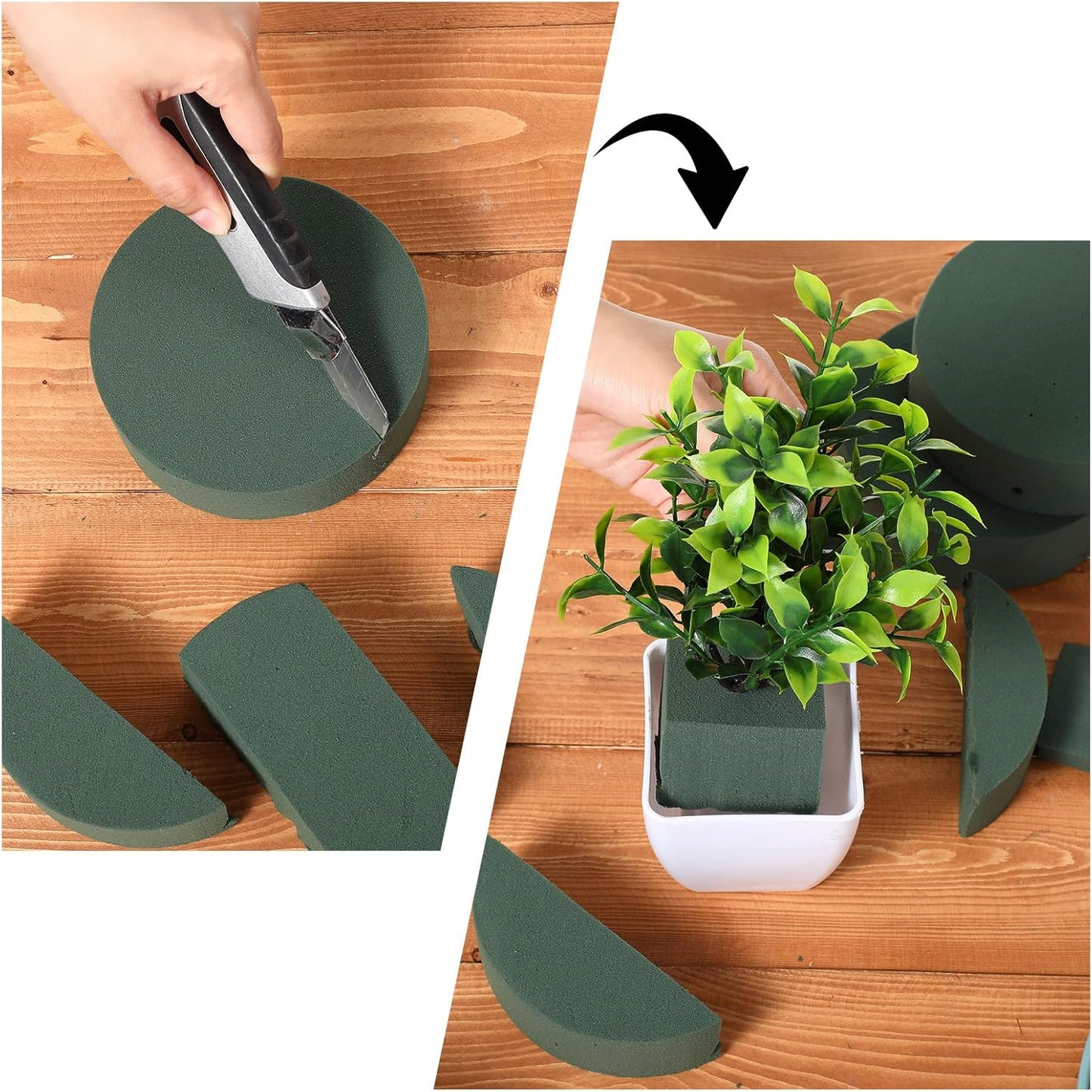 12 Pieces Round Floral Foam Wet Green Flower Foam DIY Flower Arrangement Kit for Aisle Wedding Party Decoration(5 x 5 x 1.57 Inches)