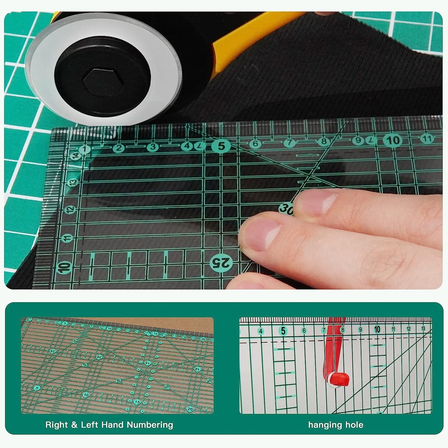 MANUFORE 15 x 30cm Sewing Acrylic Ruler Anti-Slip Metric Ruler DIY Quilting Tools with Clear Printed Lines for Precise Cutting