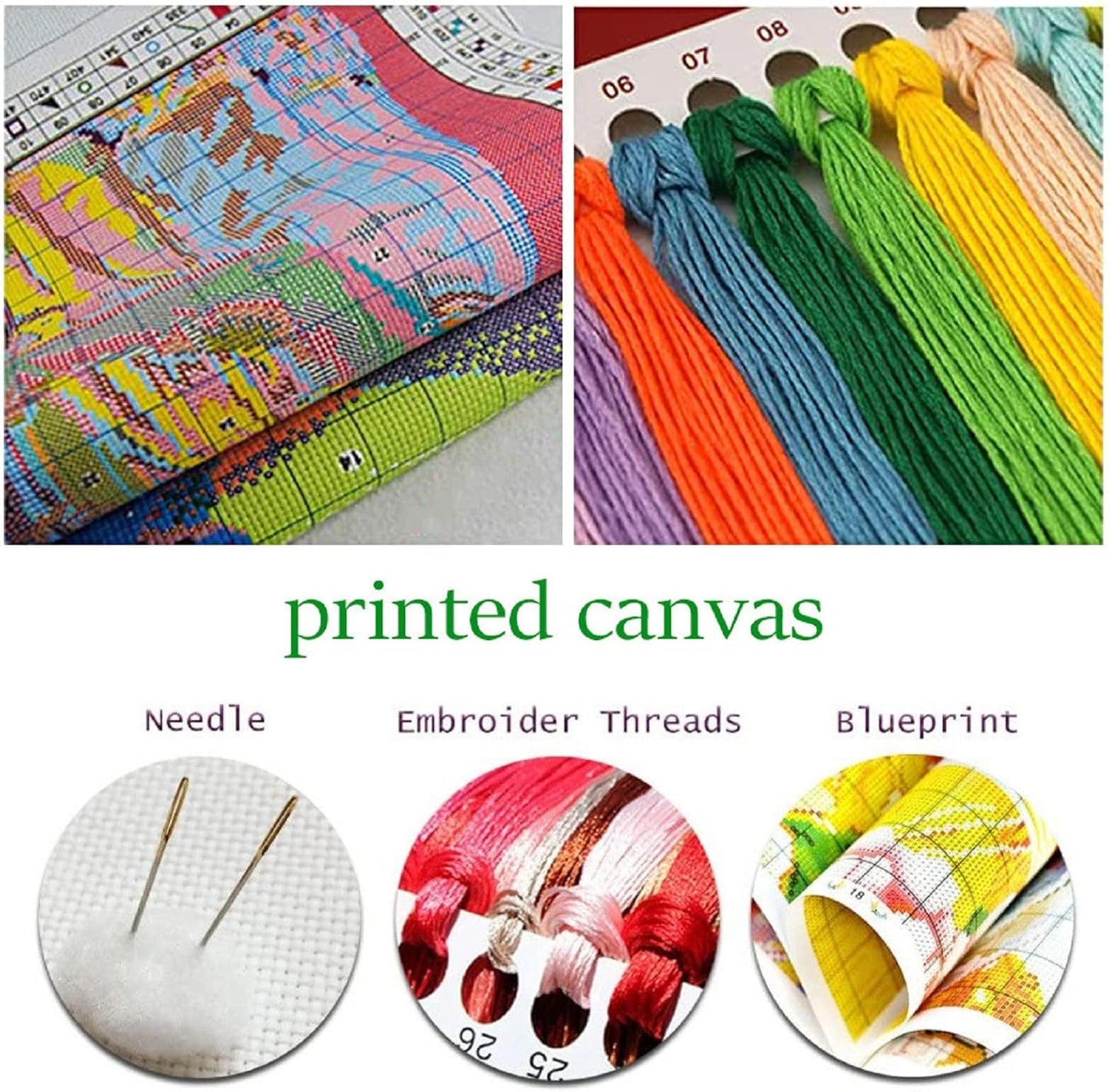 Dimxvean Cross Stitch Kits Stamped Full Range of Embroidery Starter Kits for Beginners DIY 11CT Cross Stitches Needlepoint Kits-Colorful Owl 16x20 inch