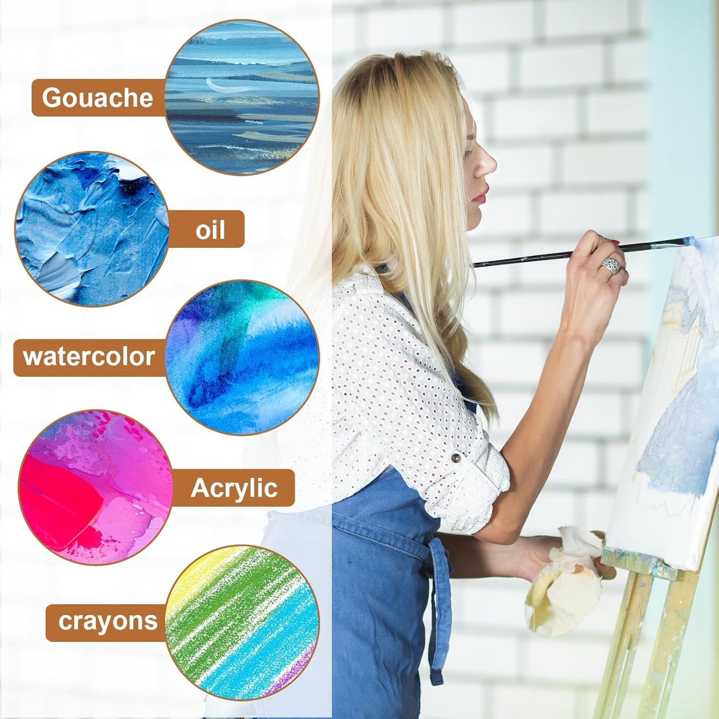 MECCANIXITY Canvas Boards for Painting, 12x16 Cotton Blank Primed Art Canvas Panels Acid-Free for Painting Supplies Oil Acrylic Tempera Watercolor Pouring Paint Artists(White, Pack of 5)