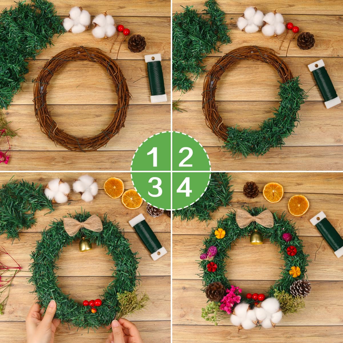 Tenn Well Green Floral Wire, 3 Pack Christmas Wreath Wire, 295 Feet 22 Gauge Florist Ties for Flower Arrangements, Christmas Ornaments, Wreath Making, Gardening, Crafts