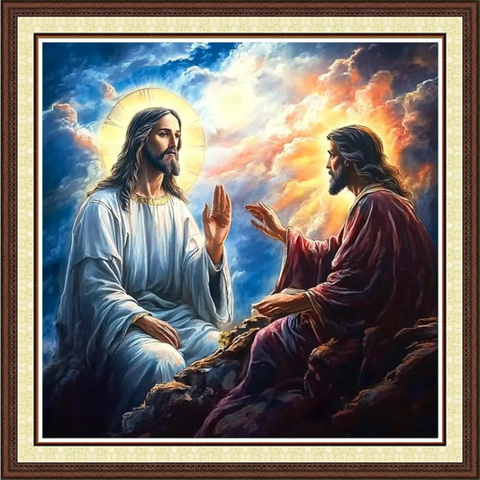 Findvoor Counted Cross Stitch Kits for Adults Full Range of Cross Stitching Embroidery Unprinted Pattern for Beginners, 11CT Needlepoint Kit Patterns Embroidery Kits-Jesus speaks scriptures 18x18 inch