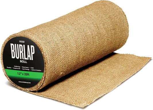 VViViD Burlap Fabric Roll (12” x 35ft) Natural Jute for DIY Crafts, Wedding Decorations, Gift Wrapping & Home Accents
