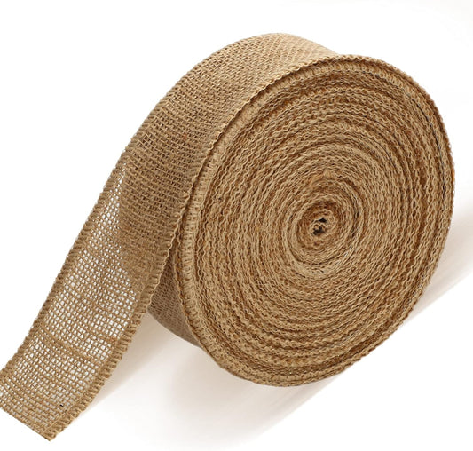 20 Yard 2 Inches Burlap Ribbon Wide Jute Ribbon Natural Burlap Fabric Roll Wired Edge for Wreaths, Christmas Tree Decoration, Big Bow Crafts, Gift Wrapping, Wedding