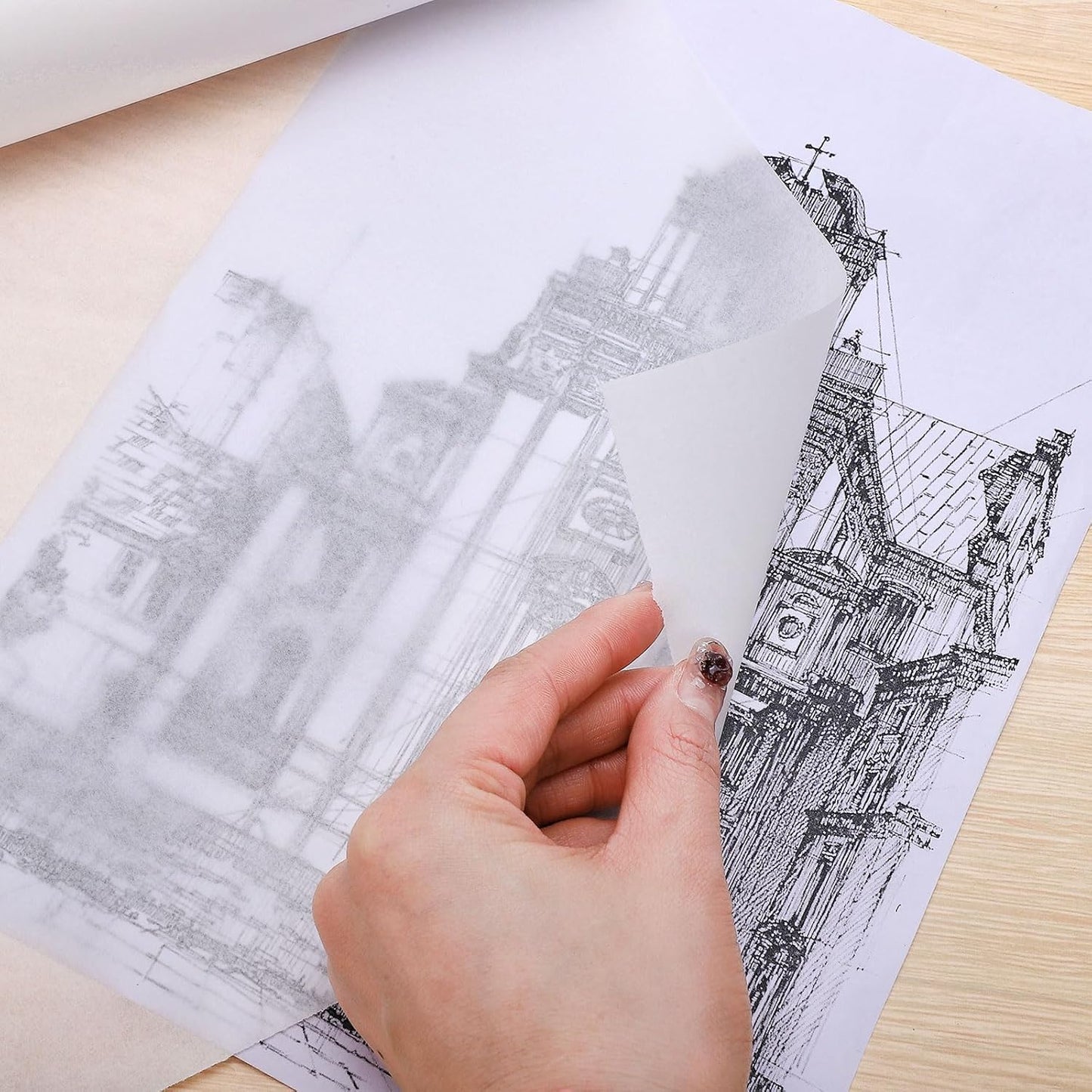 Tracing Paper Roll 17in x 25yd, White Trace Paper Pattern Paper Translucent Tracing Paper for Sewing, Drawing, Sketch, Gift Wrapping