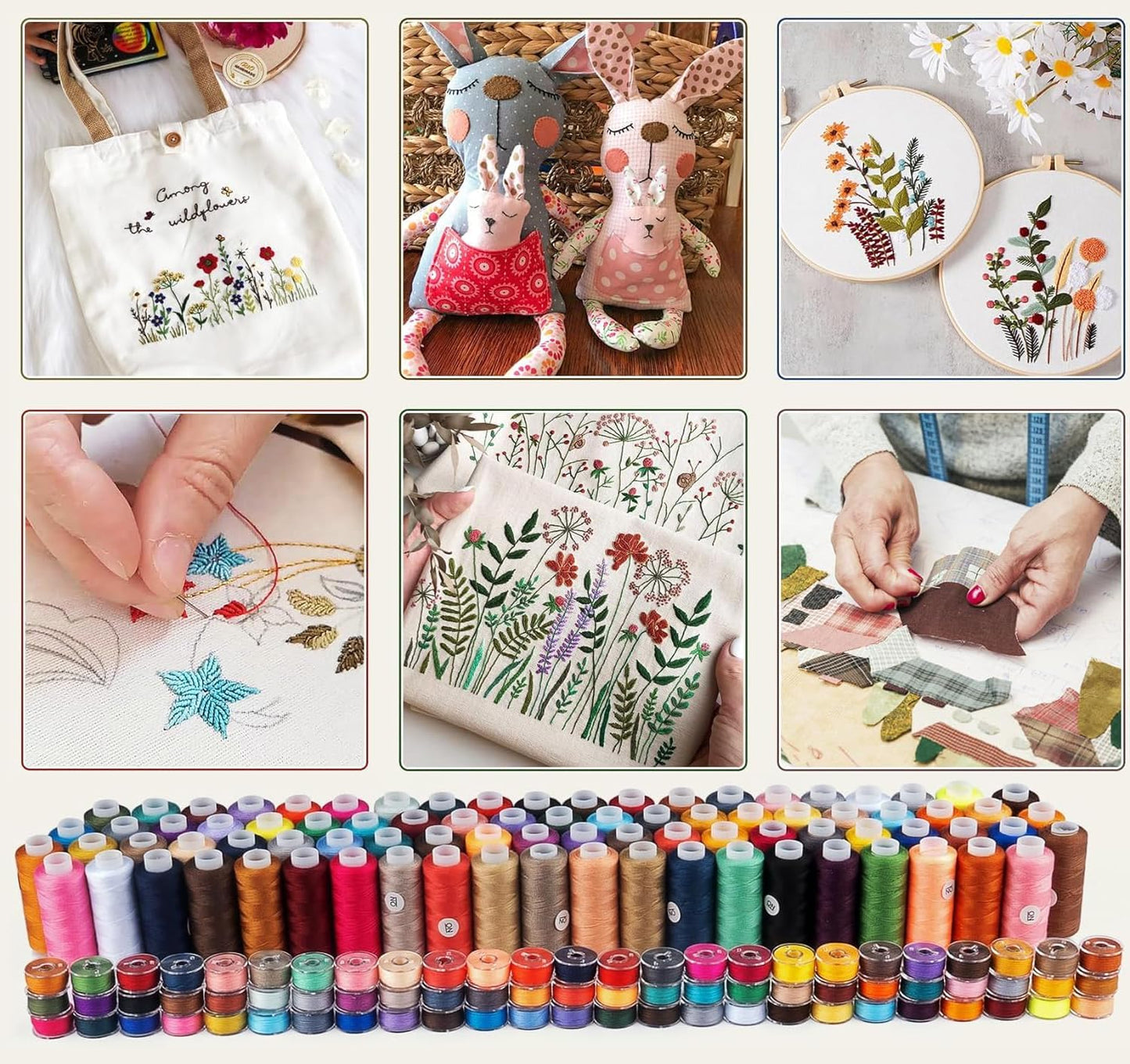 184 Pcs 80 Color Thread for Sewing Machine, 500 Yard Sewing Machine Thread & Prewound Bobbins Size A, Sewing Threads for Sewing Machine Hand DIY Beginners, Stitching, Home