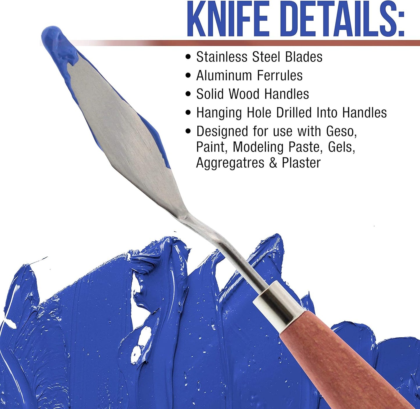 U.S. Art Supply 18-Piece Stainless Steel Palette Knife Set for Acrylic Painting - Wood Handle Paint Spatula Tools for Oil, Canvas Art - Painting Knives for Mixing, Texturing - Pallet Knives for Art