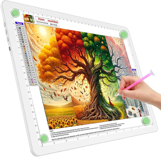 TOHETO A4 Light Board for Diamond Painting, Super Bright Magnetic Light Pad with Side Buttons, Lightbox for Tracing and Drawing, Corded Light Table for Sketching, Animation, Weeding Vinyl (White)