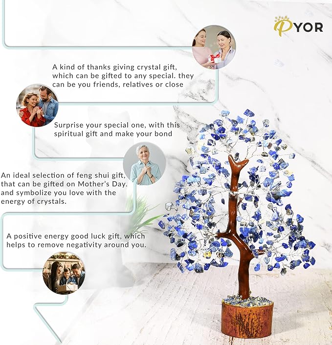 PYOR Lapis Lazuli, Crystal Tree, Stones and Crystals, Reiki Gifts, Positive Energy Crystals, Blue Office Decor, House Warming Gifts, Lapis Lazuli Crystal Stone Tree, Feng Shui, Office Desk Decor
