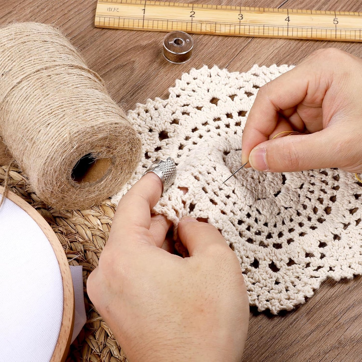 2 Pcs Thimbles Adjustable Ring Sashiko Needles Kits, Sewing Thimble, Metal Sewing Finger Thimbles, Thimble Ring for Hand DIY Sewings Tools