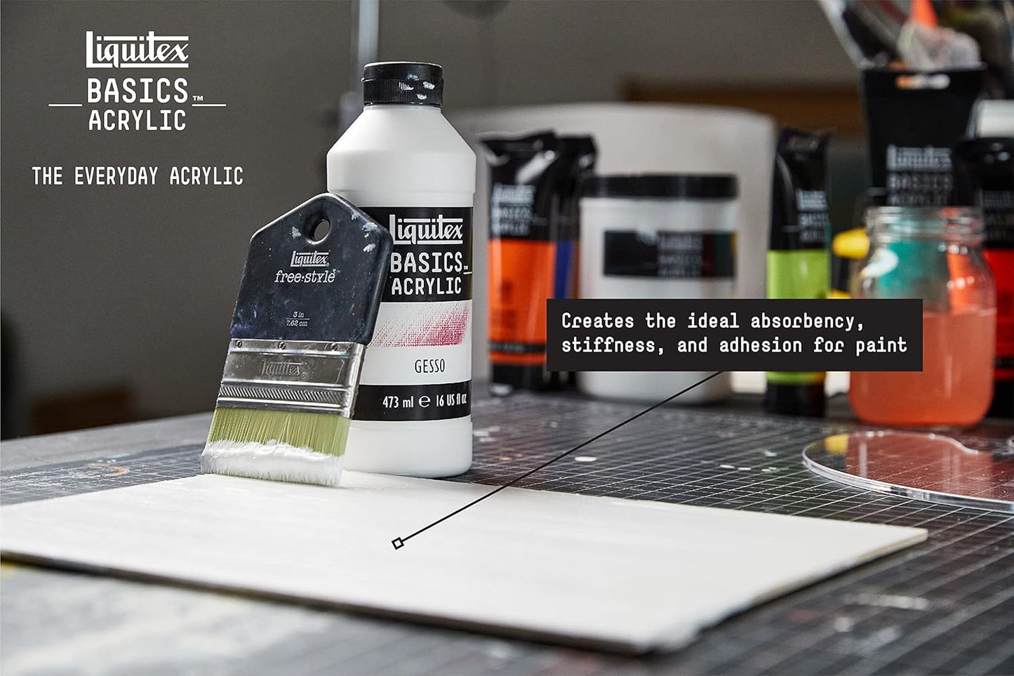 Liquitex BASICS Gesso Surface Prep Medium, 250ml (8.4-oz) Tube, White