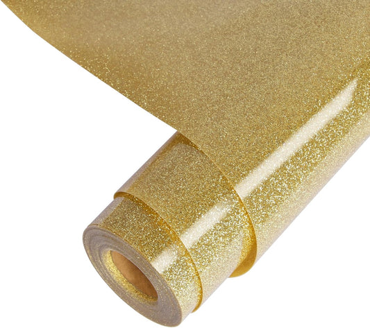 TORC Champagne Glitter HTV Heat Transfer Vinyl Roll 12 inch x 20 ft Sparkly Iron on Vinyl for T Shirts Crafts Bulk