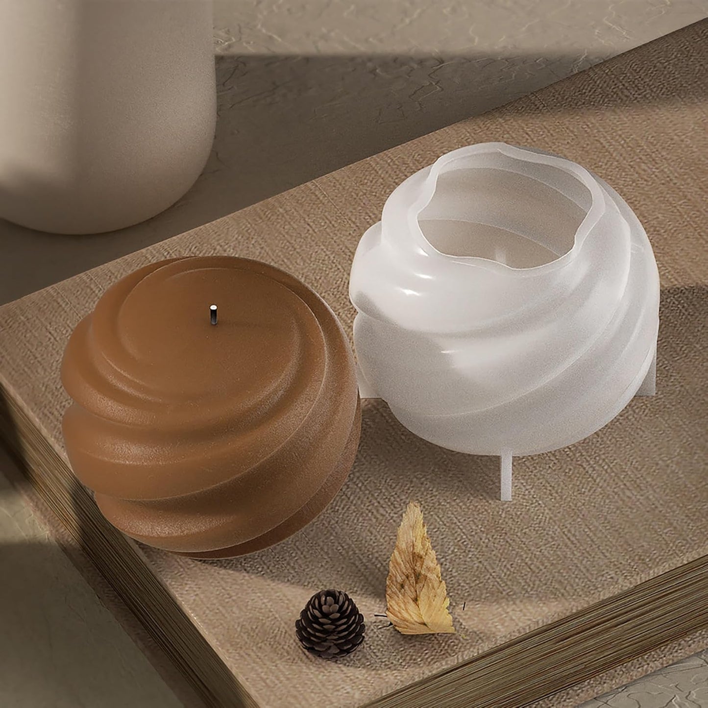 2 Pack Wave Candle Spiral Ball Resin Casting Mold Making Molds Silicone Mold for Candle Home Decorate Candle Making 3D Animal Mold