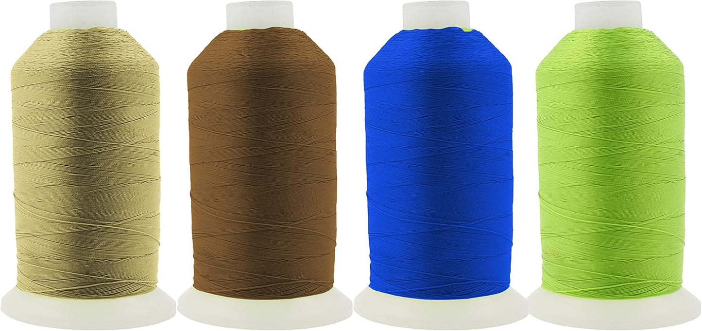 Mandala Crafts Khaki Royal Blue Beige Lime Green Heavy Duty Thread - 6000 Yds Tex 90 Thread - Bonded Polyester Thread Outdoor Marine Upholstery Threads