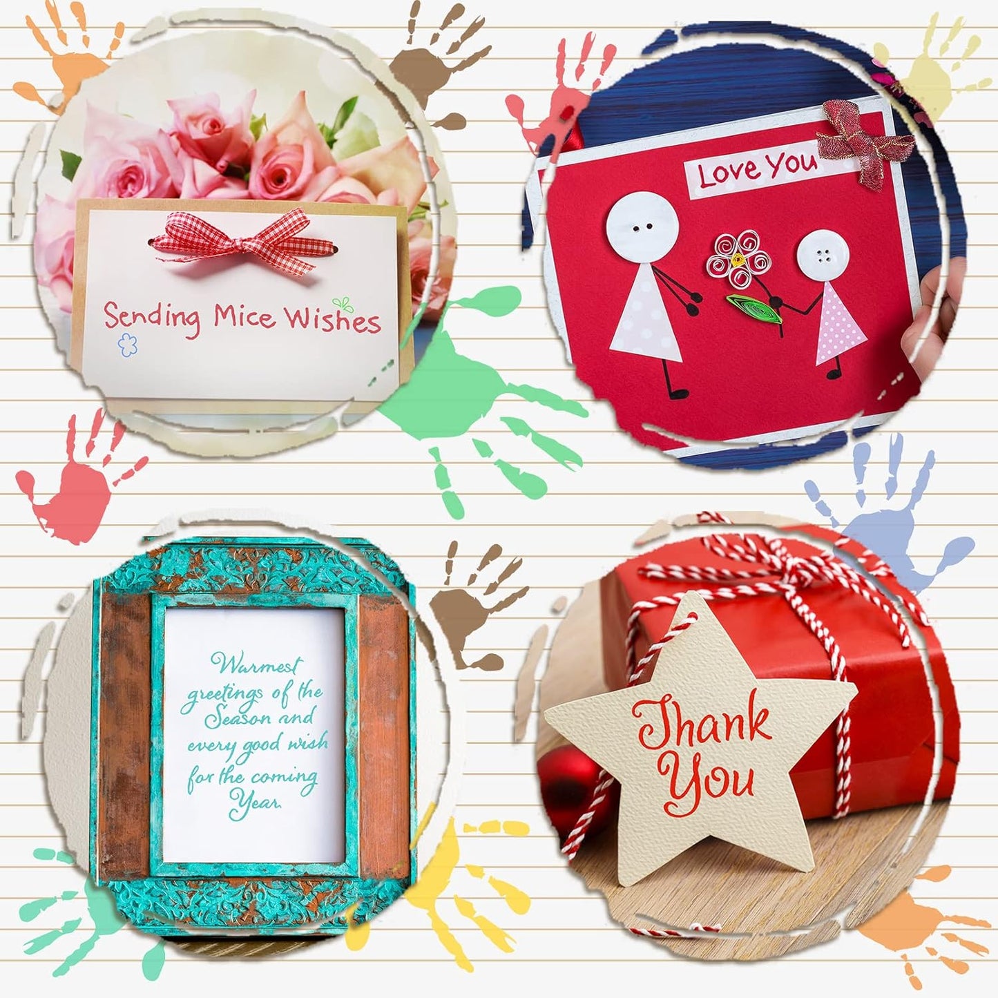 4 Sheets Sentiments Rubber Clear Stamps Set for Card Making and DIY Scrapbooking Journaling 2 Acrylic Stamp Blocks with Grid Lines for Birthday Wedding Wife Husband Anniversary Special Occasion Cards