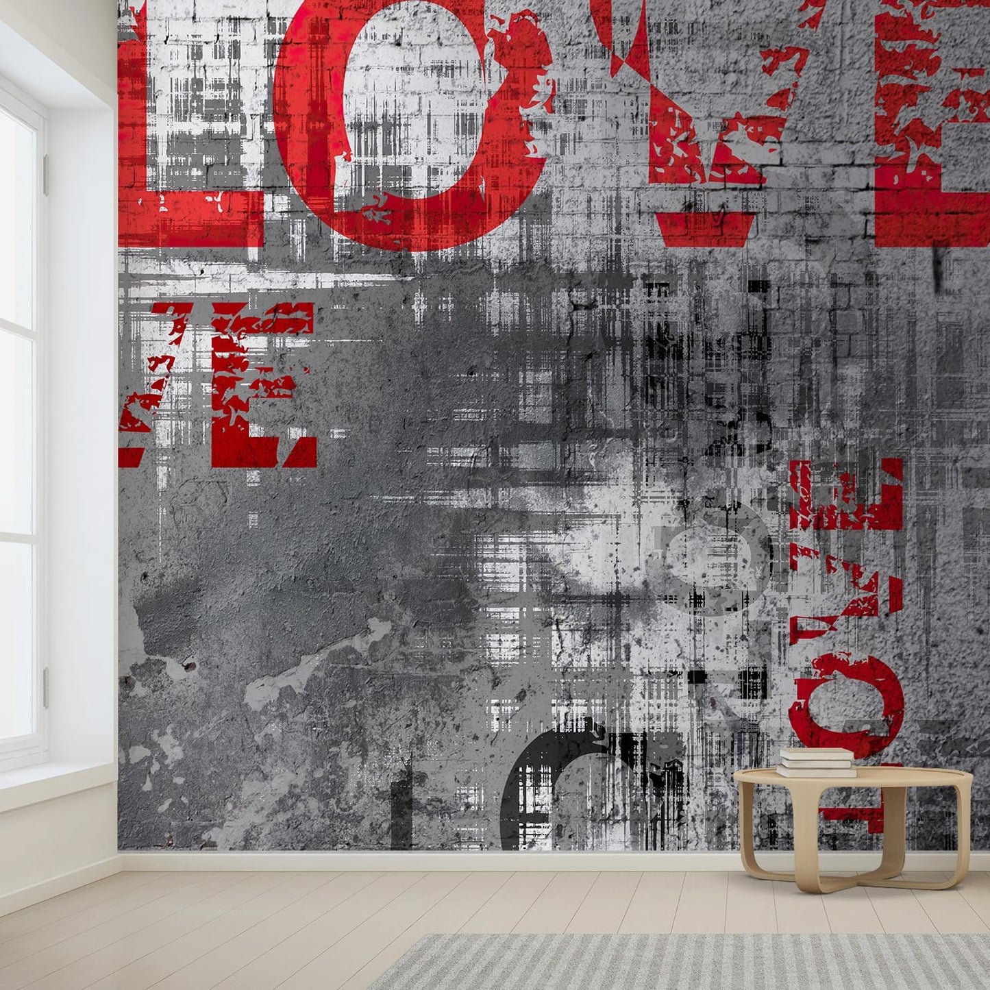 wall26 Wall Sticker/Wall Mural Love Letters Graffiti, Not Peel and Stick, Non-Woven Wallpaper Decorative for Bedroom, Living Room, Office - 132x168 inches
