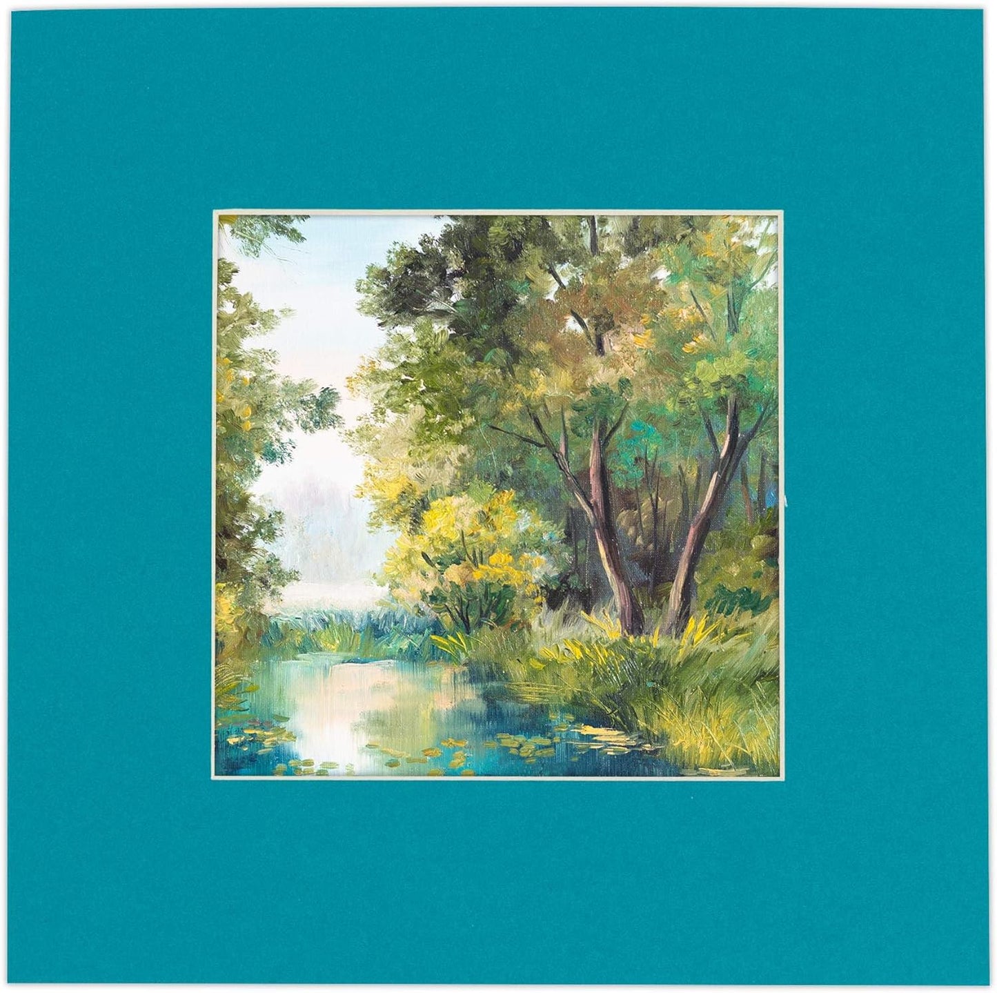 8.5x11 Mat Bevel Cut for 7x9 Photos - Acid Free Teal Blue Precut Matboard With Backing Board and Crystal Clear, Self Seal Photo Mat Bag - For Pictures, Photos, Framing - 4-ply Thickness