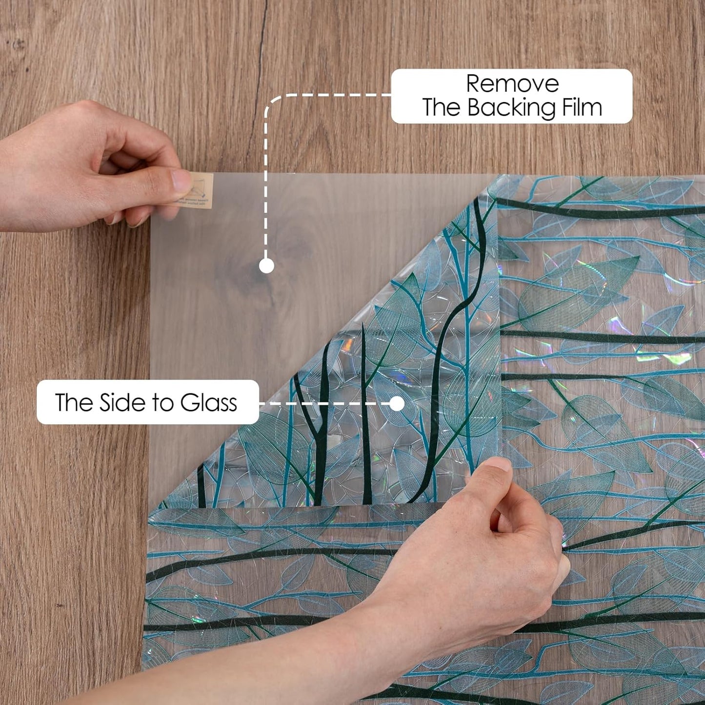 DKTIE Nature Pattern Rainbow Window Film Decorative Stained Glass Window Film Static Cling Films Easy Apply Removable Comes with Tools (U1747-rainbow, 35.4" x 78.7")